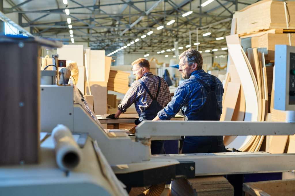 industrial workers in assembly shop