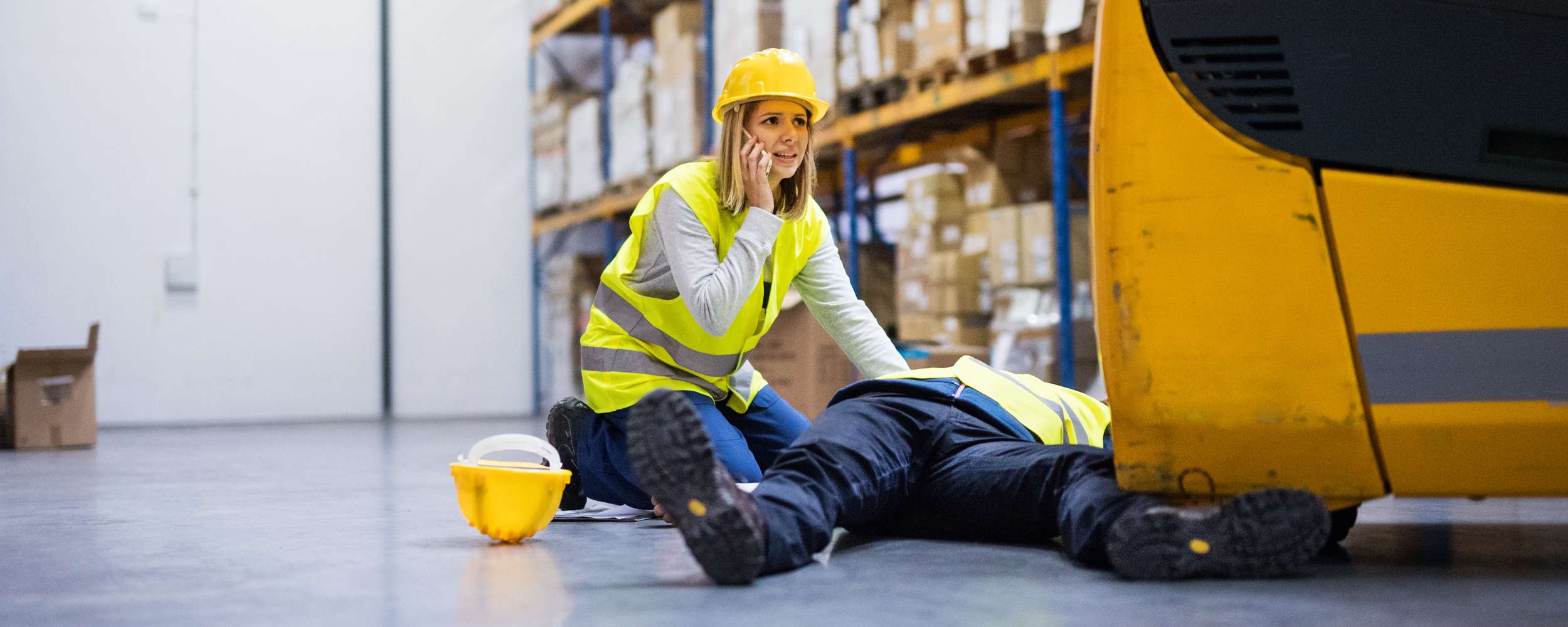warehouse workers after an accident in a warehouse