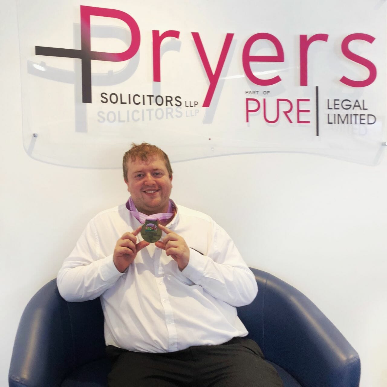 Mark Mason, Pryers' Olympic hero, with his gold medal from the Special Olympics - 