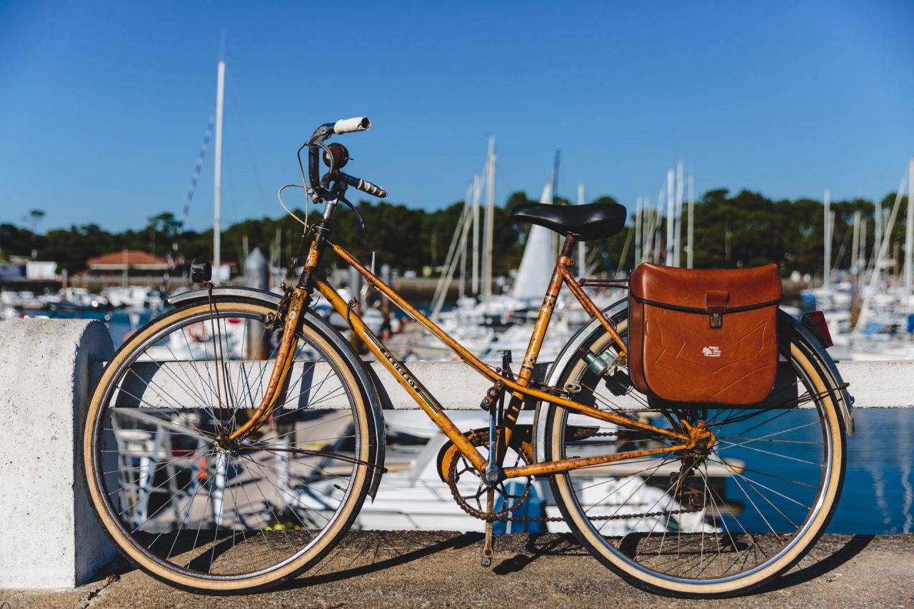 A Town bike, by a harbour