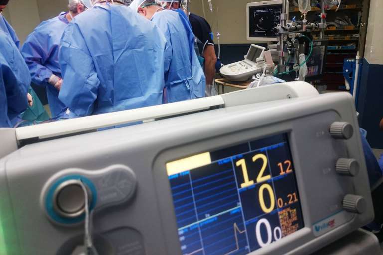 A photograph of a monitor in a hospital surgery to depict technology in healthcare