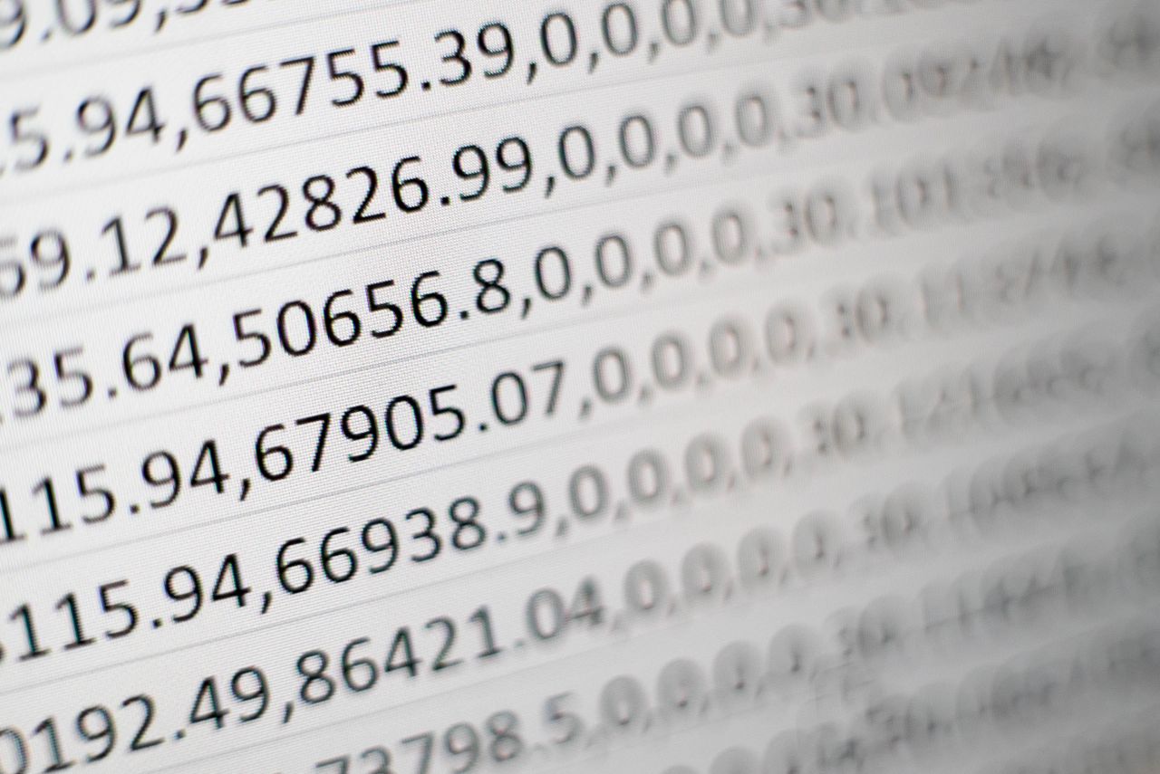 A photograph showing a lot of numbers, to depict digital data in helathcare