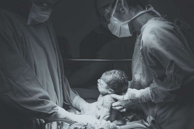 A Child Being Born in Hospital