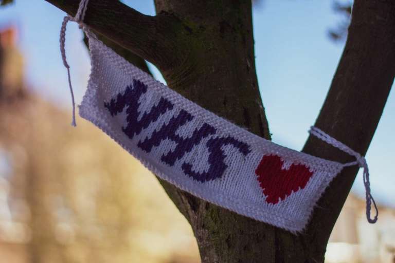 A scarf proclaiming love for the National Health Service, as the Government announce plans to extended the NHS bereavement scheme