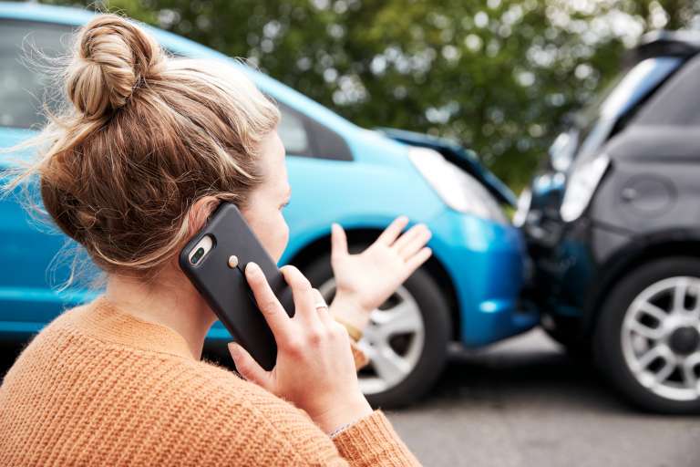 Female Motorist Involved In Car Accident