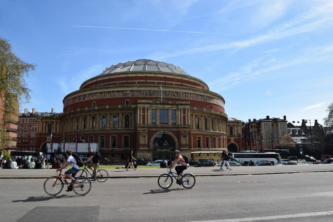 A photo of cyclists on roads in London. As a YouGov survey reveals that the majority of the public support safer roads for cycling an walking.