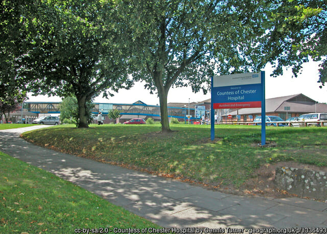 A photograph of the Countess of Chester Hospital. This is the hospital where Lucy Letby worked as a nurse.