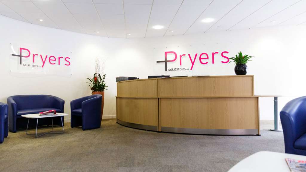 A photograph of the reception area in Pryers Solicitors' office in the center of York.