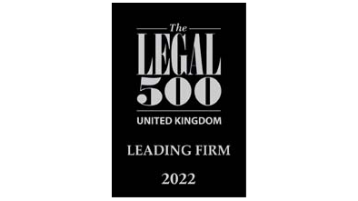 The logo to show that Pryers Solicitors are listed as a 'Leading Firm' in the 2022 edition of The Legal 500.